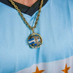 Diamond Argentina Spinning Globe Flag Pendant in Yellow Gold