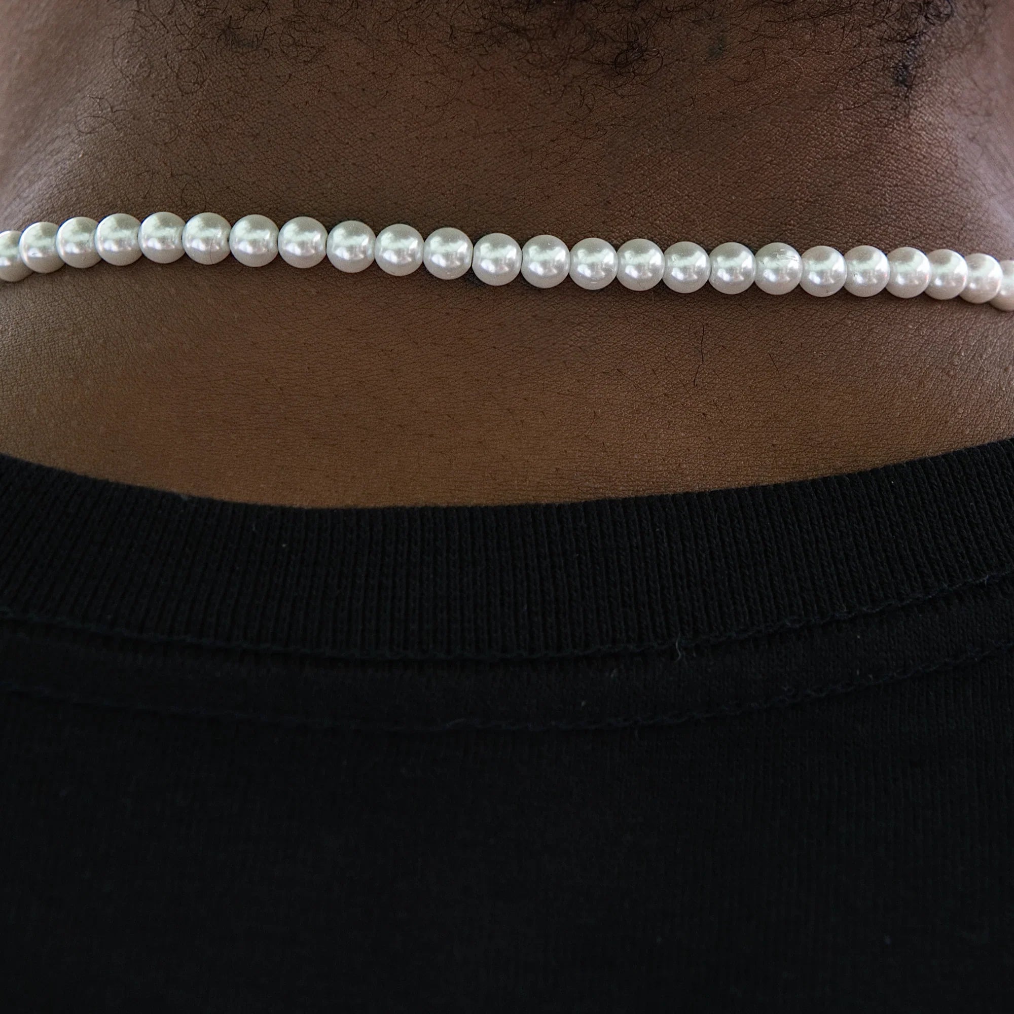 Iced Cross Pearl Bolo Chain in White Gold