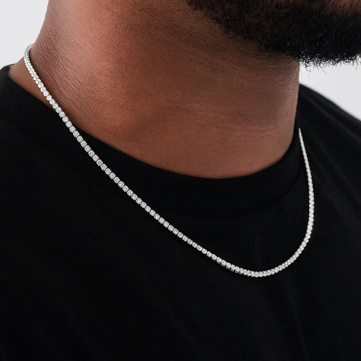 Micro Tennis Chain in White Gold