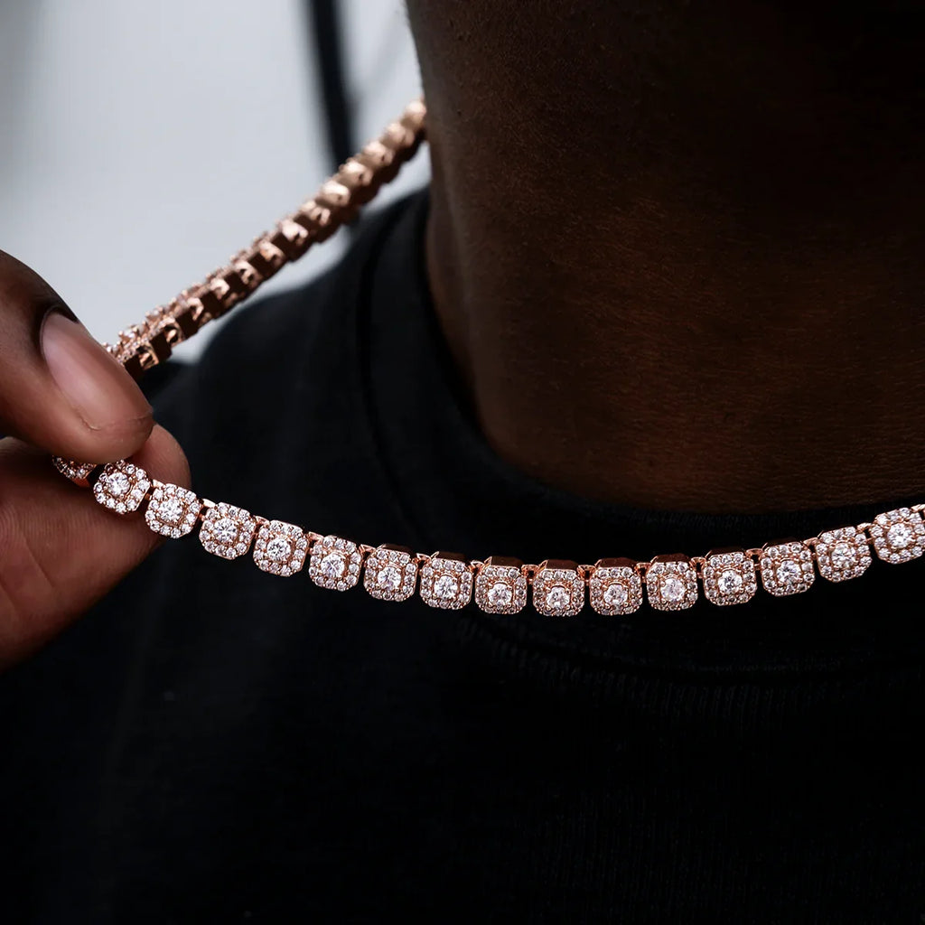 Micro Clustered Tennis Chain in Rose Gold - 6mm
