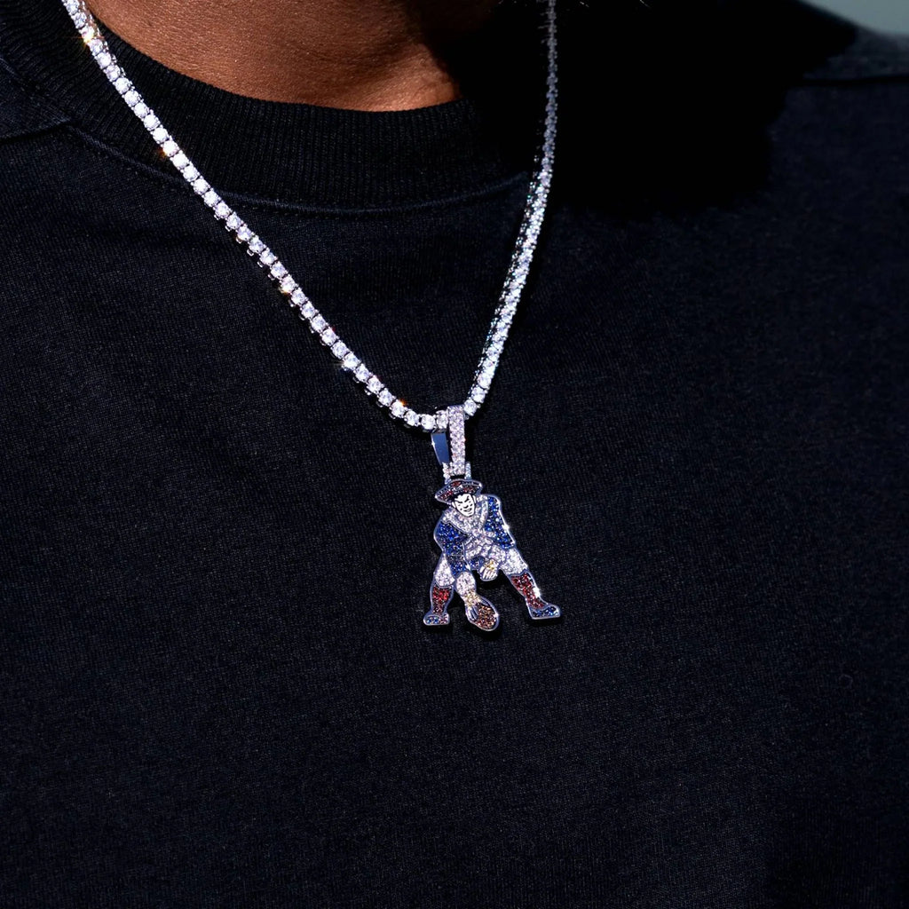 New England Patriots Official NFL Vintage Logo Pendant in White Gold