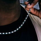 Emerald Baguette Tennis Chain in White Gold - 4mm