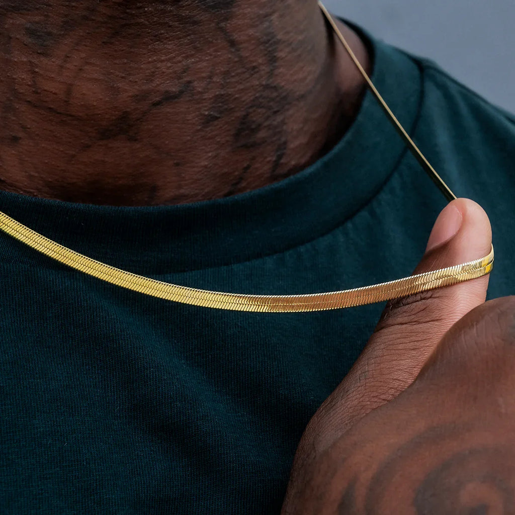 4mm + 6mm Herringbone Chain Bundle in Yellow Gold