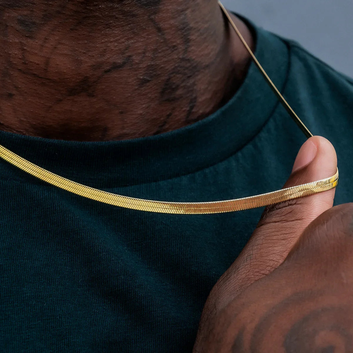 4mm + 6mm Herringbone Chain Bundle in Yellow Gold