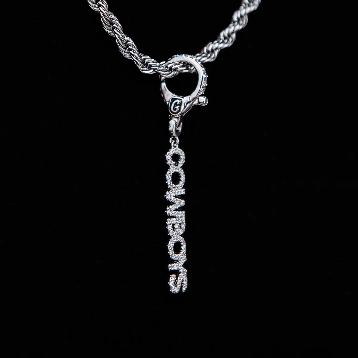 Dallas Cowboys Official NFL Wordmark Logo Clip On Pendant - White Gold