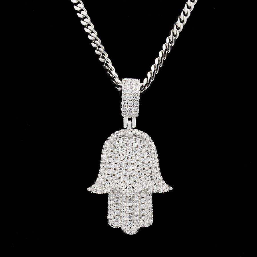 Hamsa Pendant in White Gold