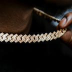 Baguette Prong Set Cuban Chain in Yellow Gold- 12mm
