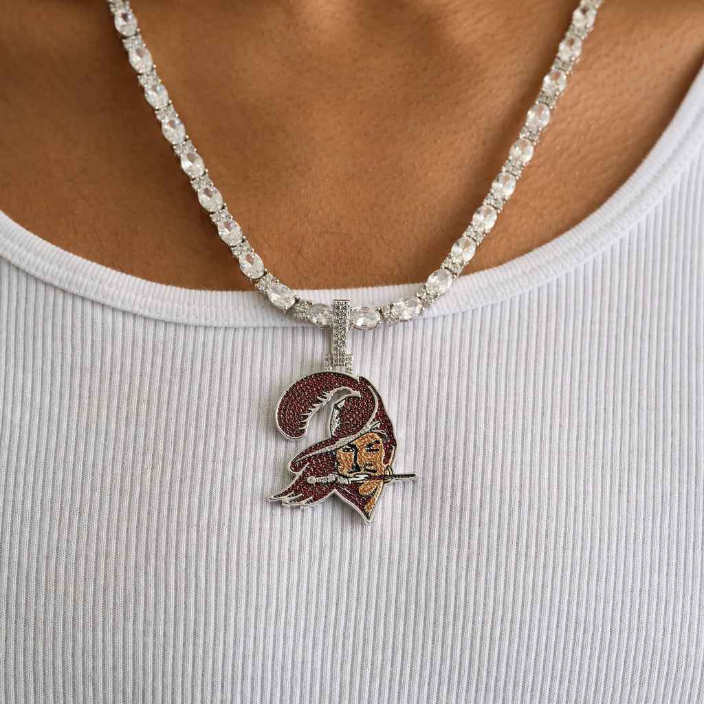 Tampa Bay Buccaneers Official NFL Vintage Logo Pendant in White Gold