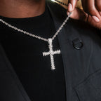 Diamond Rope Cross Pendant in White Gold