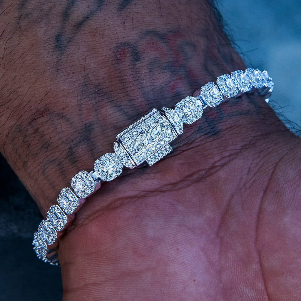 Micro Clustered Tennis Chain + Bracelet Bundle in White Gold