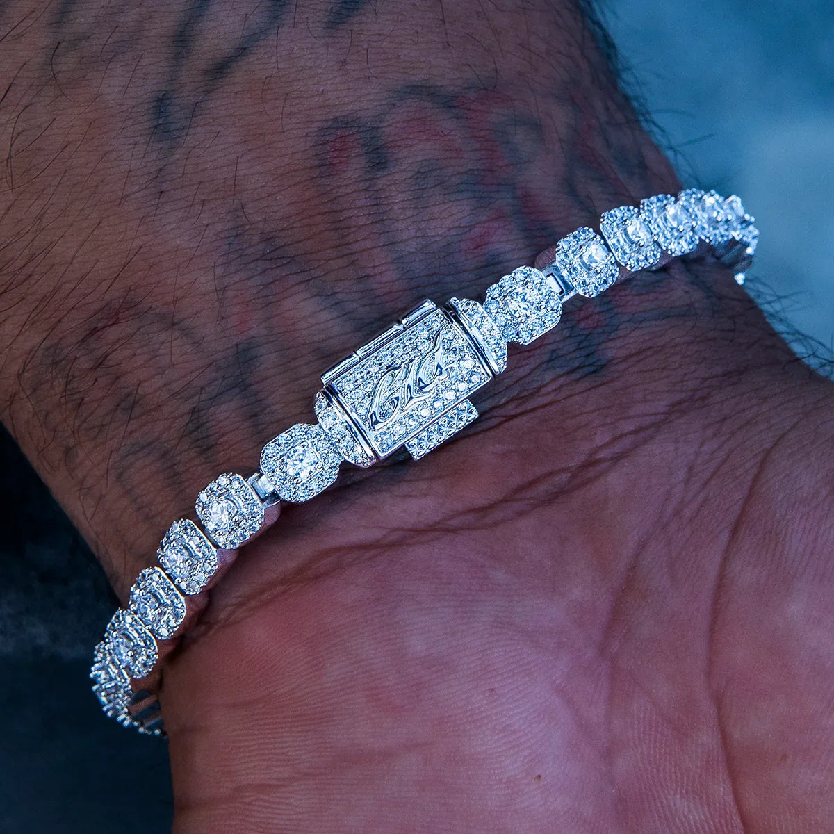 Micro Clustered Tennis Chain + Bracelet Bundle in White Gold