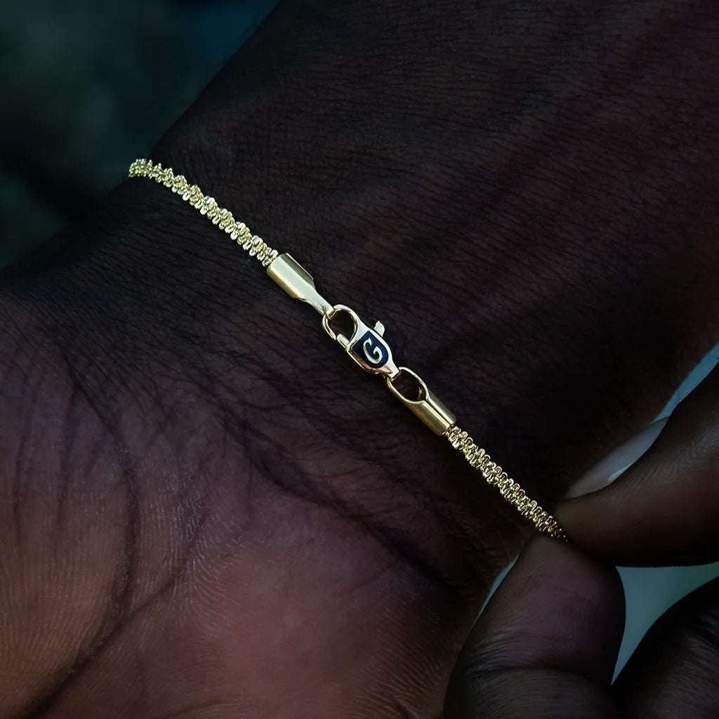 Popcorn Bracelet in Yellow Gold- 2mm