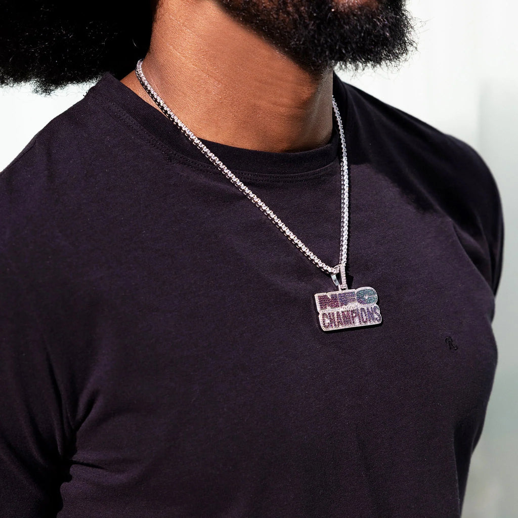 Iced 2025 NFC Champions Official NFL Pendant in White Gold