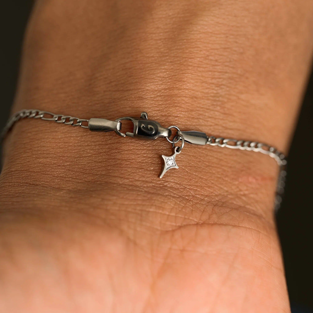 Figaro Chain Bracelet in Black - 2mm