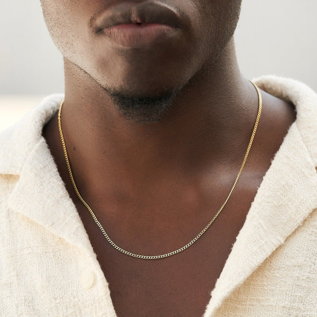 Micro Cuban Chain in Yellow Gold - 2mm