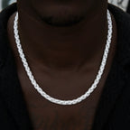 Diamond Pave Snake Link Chain in White Gold-6mm