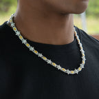 Iced Canary Star Oval Chain in White Gold - 12MM