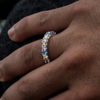 3mm Royal Stones Diamond Band Ring in White Gold Vermeil