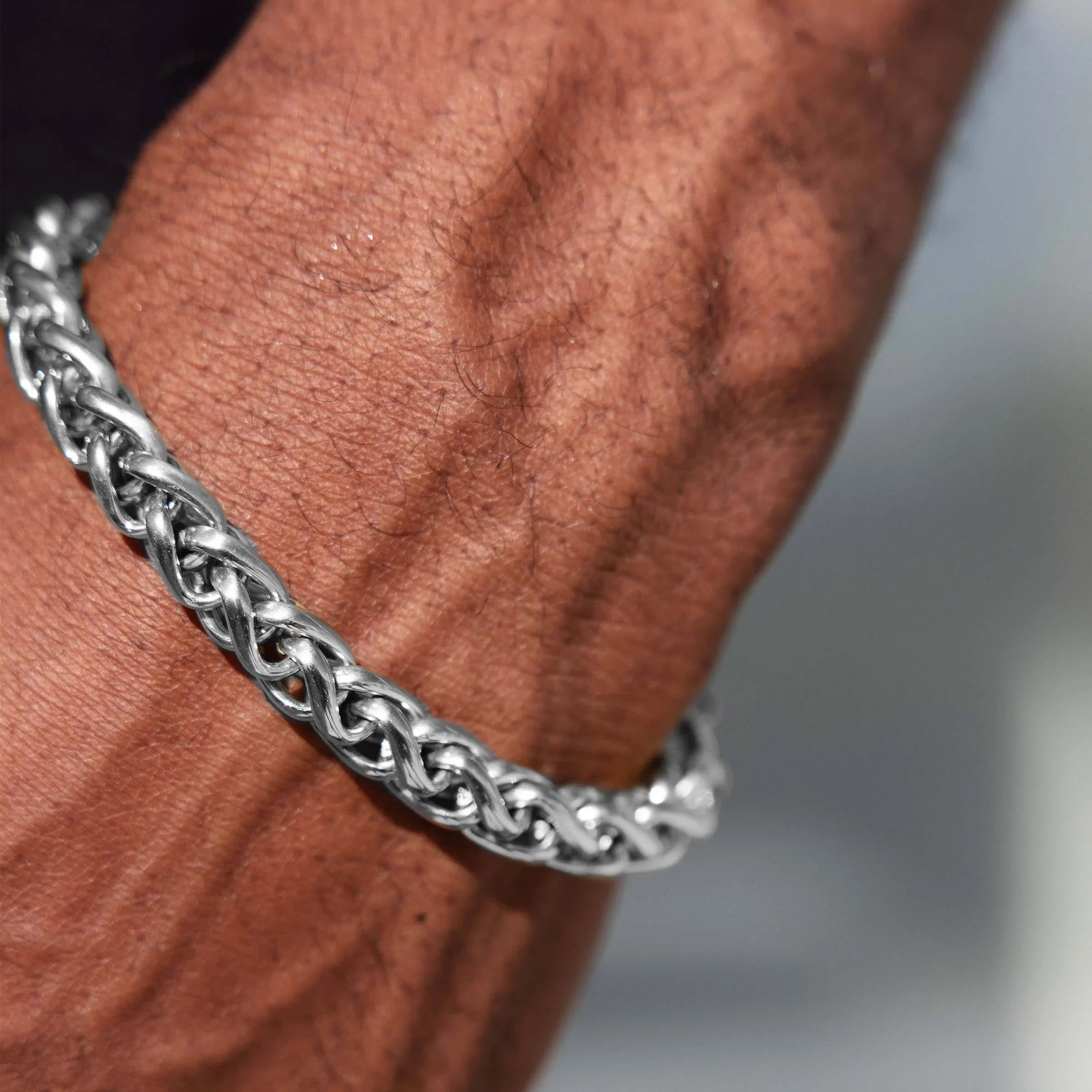 Palm Chain Bracelet in White Gold - 8mm