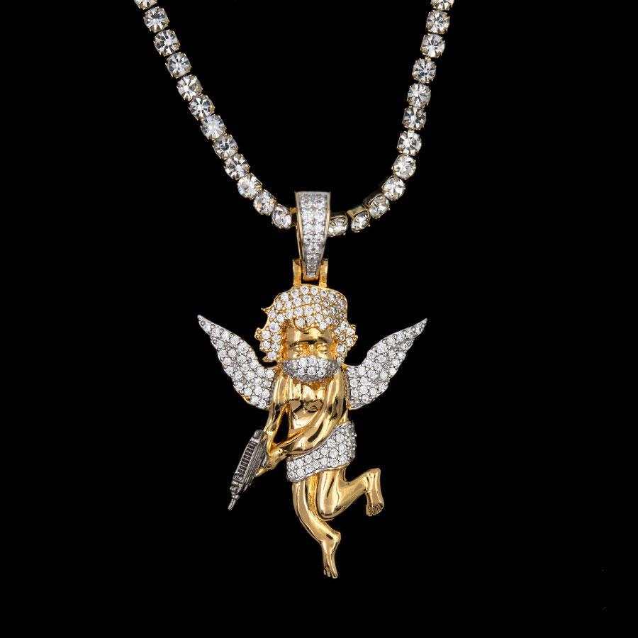 Masked Angel Pendant in Yellow Gold