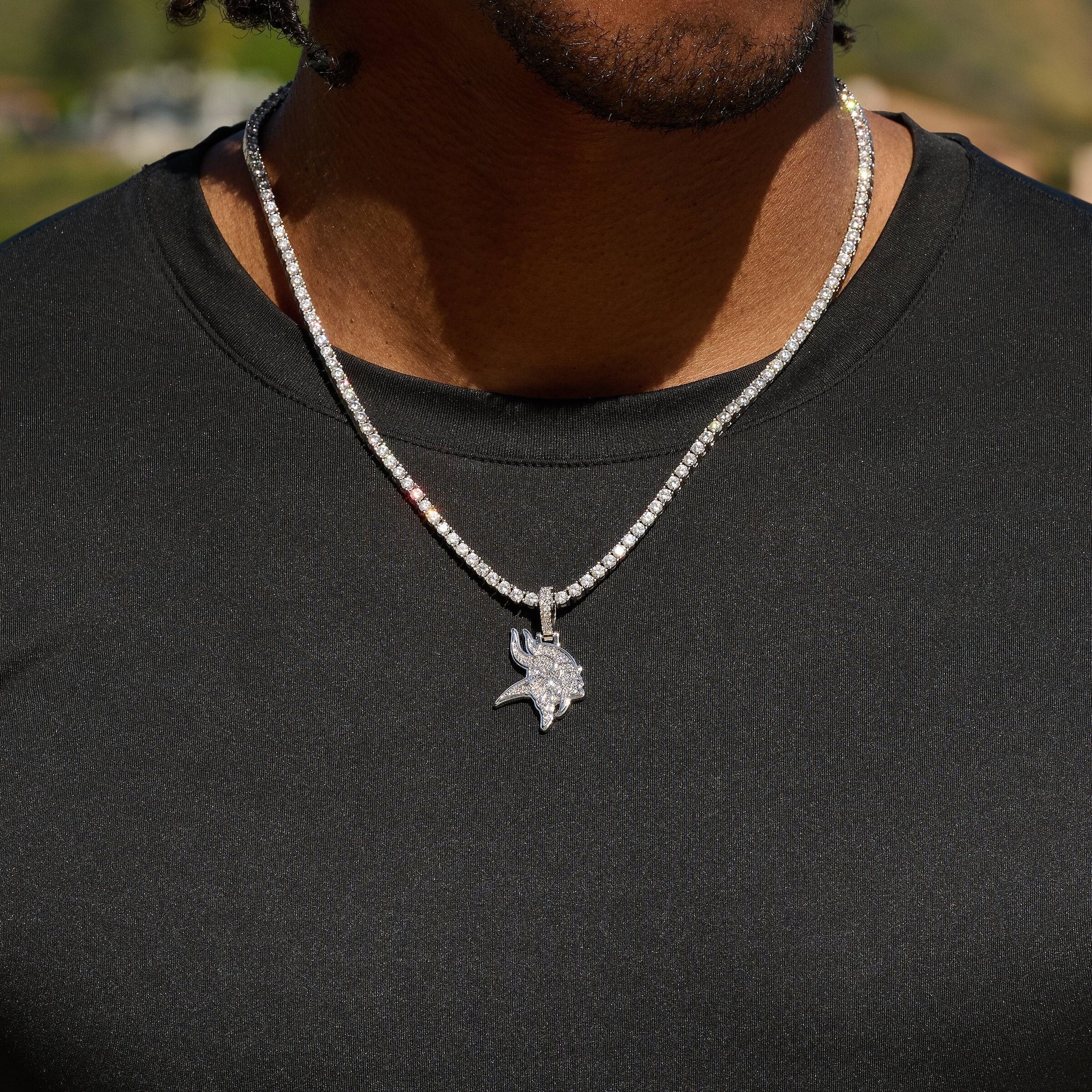 Minnesota Vikings Official NFL Micro Logo Pendant in White Gold