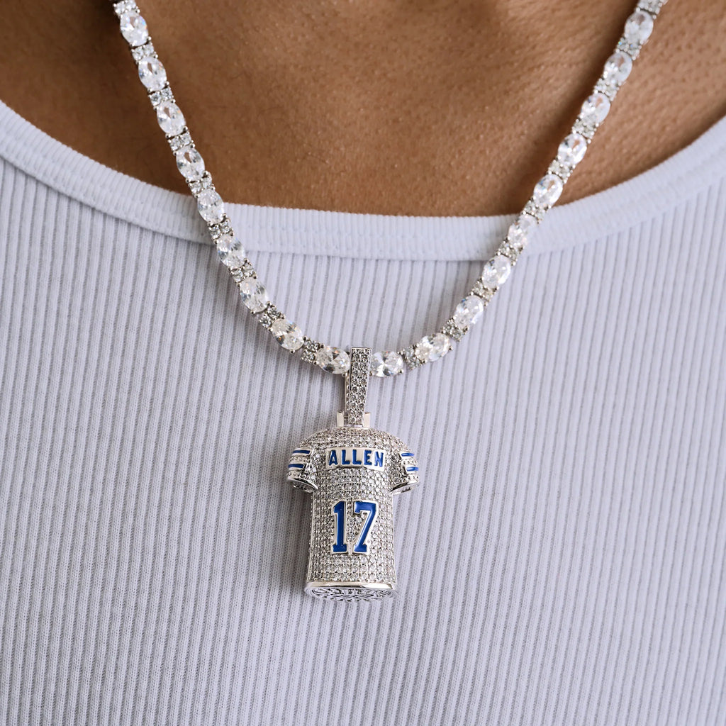 Buffalo Bills Josh Allen Official NFL Jersey #17 Pendant in White Gold