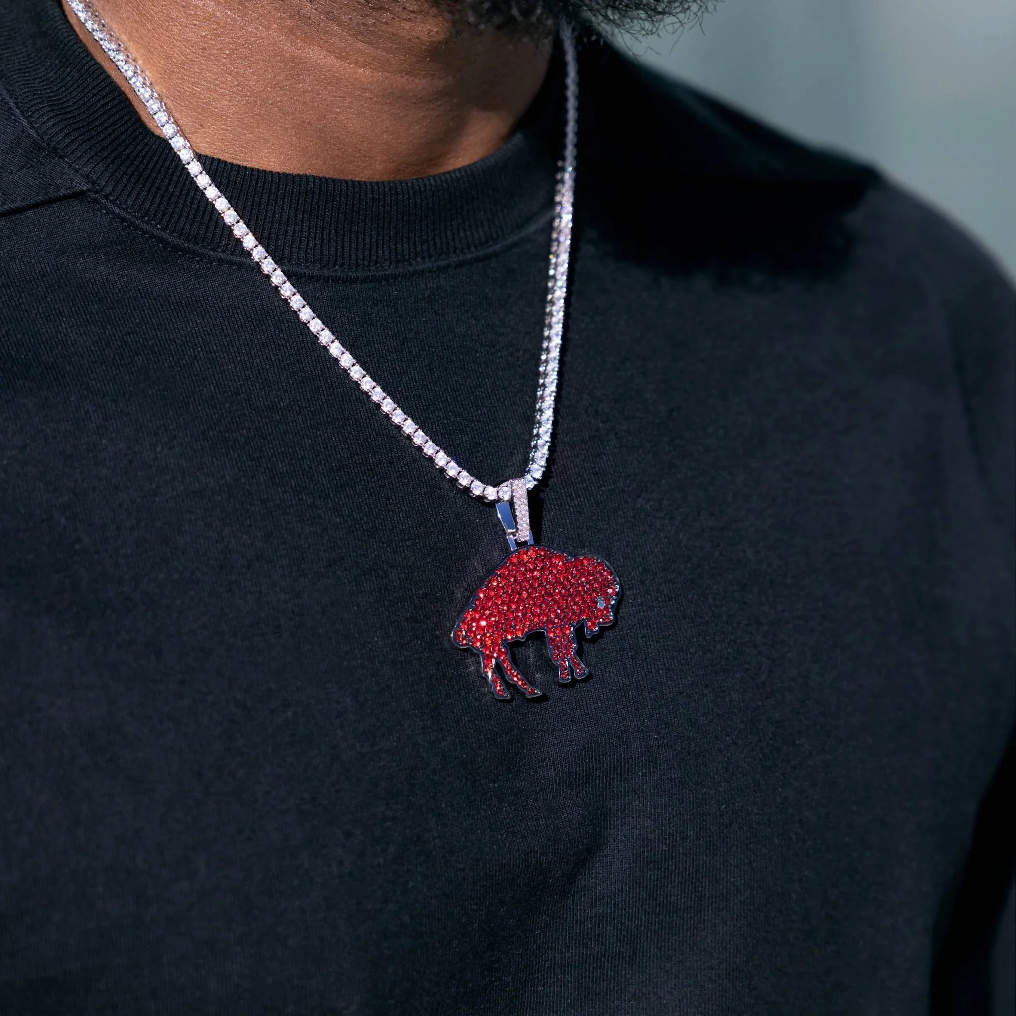 Buffalo Bills Official NFL Vintage Logo Pendant in White Gold