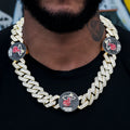 Miami Heat Official NBA Diamond Prong Cuban Chain in Yellow Gold- 25mm