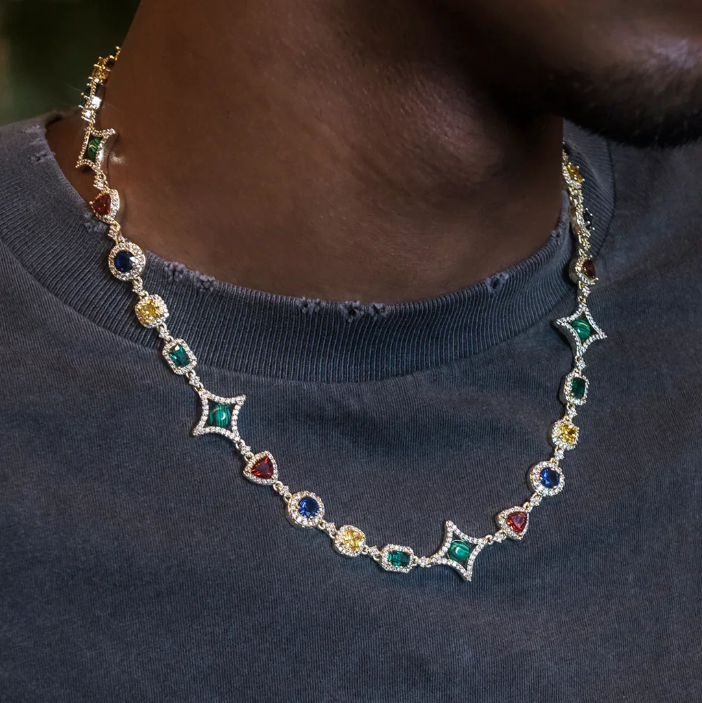 Colored Gemstone Chain in Yellow Gold - 17mm
