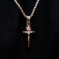 Crucifix Pendant + 2MM Rope Chain Bundle in Rose Gold