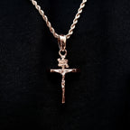 Crucifix Pendant + 2MM Rope Chain Bundle in Rose Gold