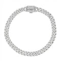 Men's 6MM Micro Diamond Prong Moissanite Cuban Bracelet in White Gold Vermeil
