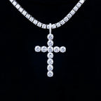 Large Diamond Cross Pendant in White Gold