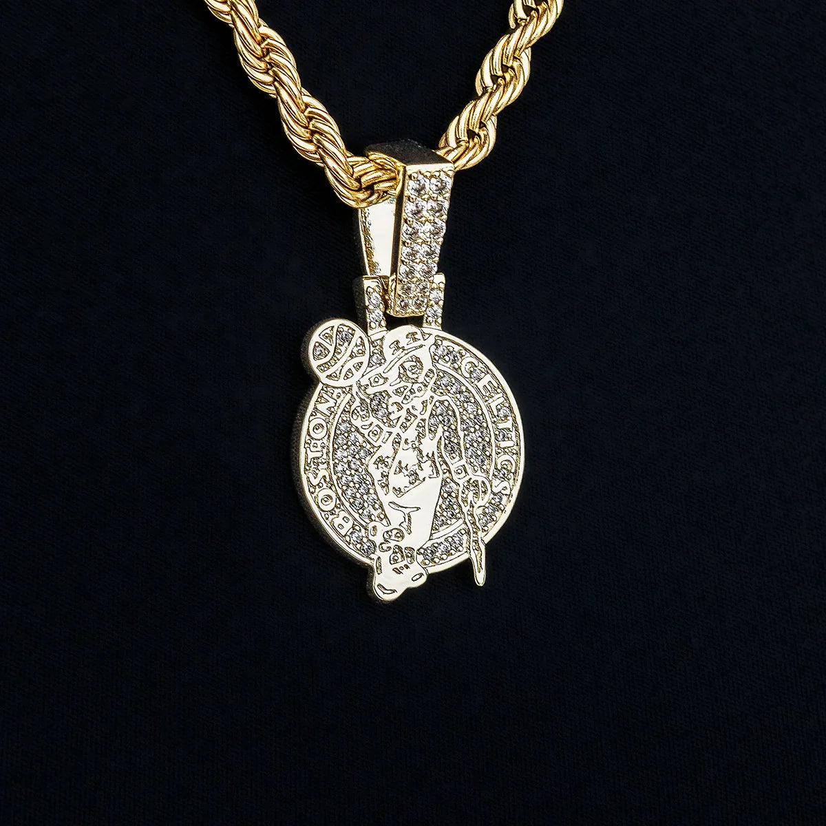 Boston Celtics Official NBA Primary Micro Logo Pendant in Yellow Gold