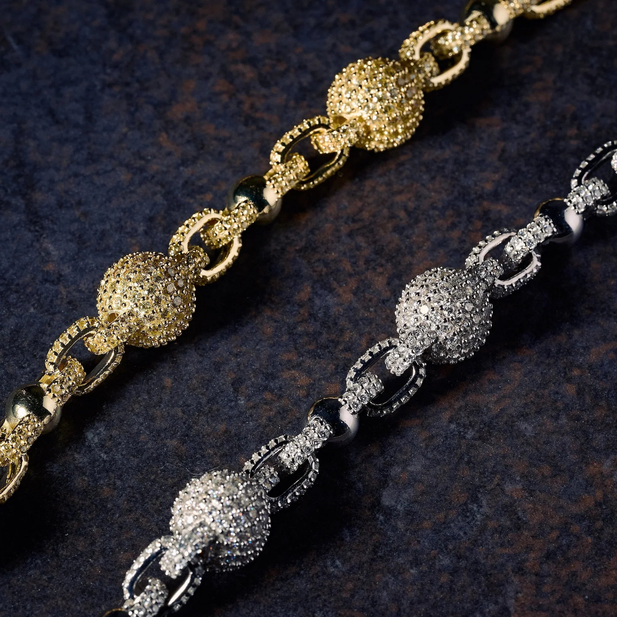 GLD X Bloody Osiris Dual Finish Ball Chain in White and Yellow Gold
