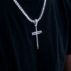 Iced Large Nail Cross Pendant