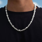 Iced Plain Multi Size Ball Chain in White Gold