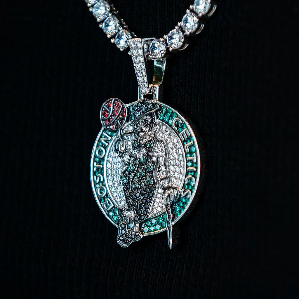 Boston Celtics Official NBA Primary Logo Pendant - White Gold