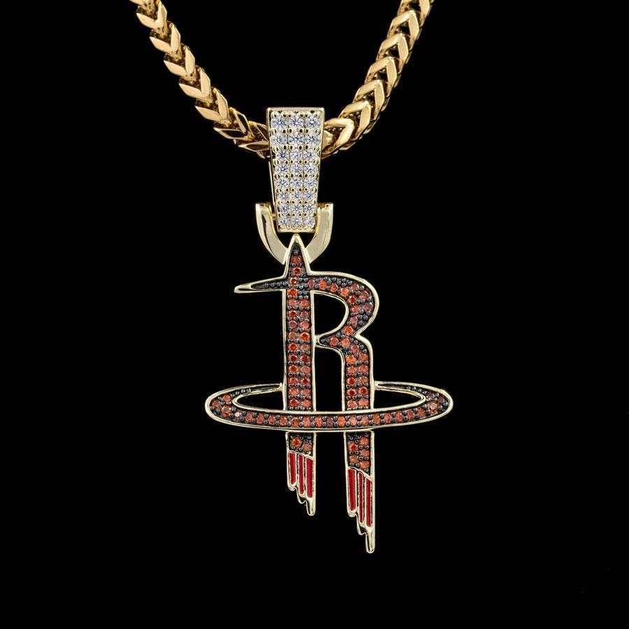 Houston Rockets Official NBA Logo Pendant in Yellow Gold