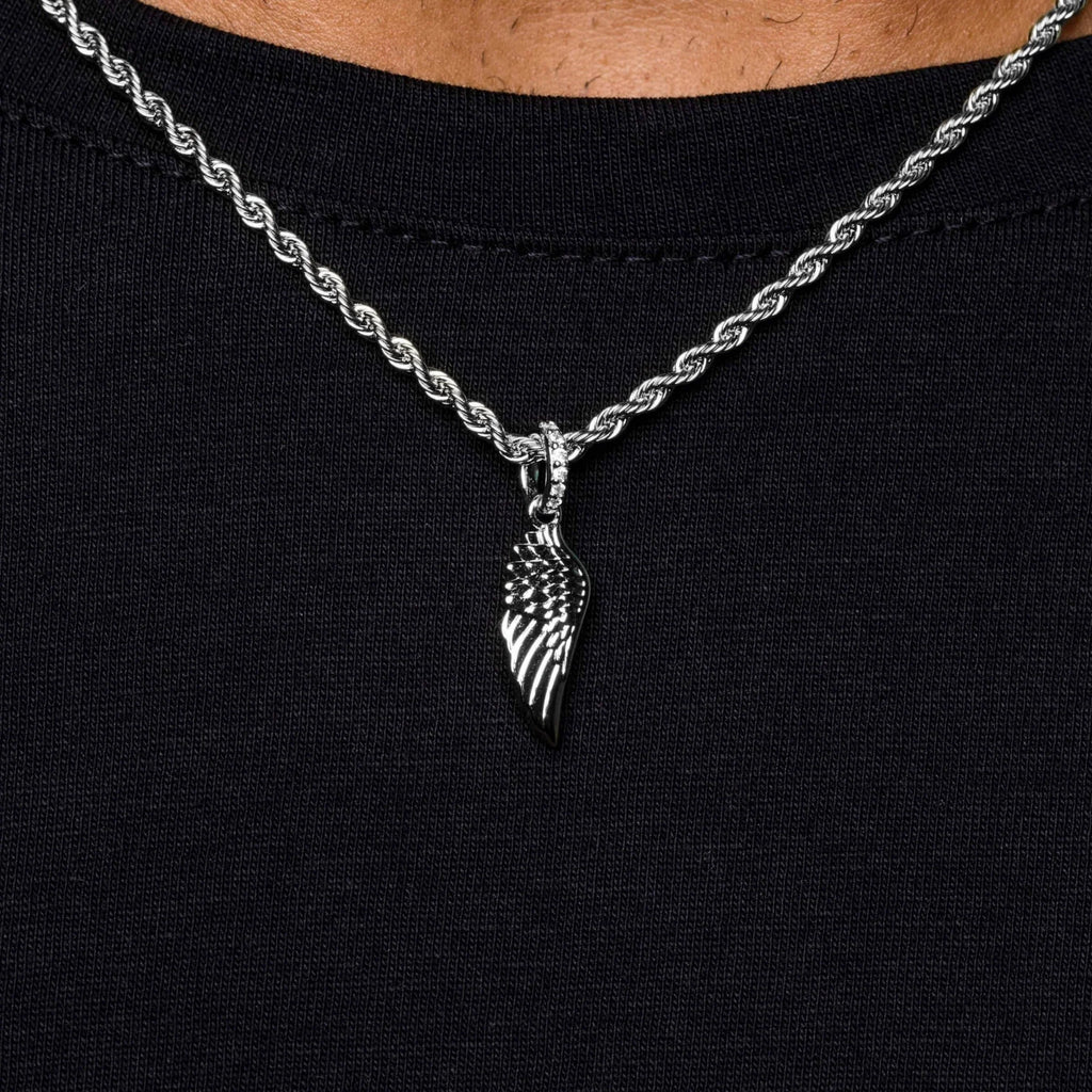 Micro Wing Pendant in White Gold