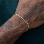 Figaro Chain Bracelet in Hollow Yellow Gold - 2mm