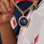 Diamond USA Spinning Globe Flag Pendant in Yellow Gold