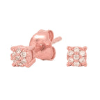 3MM Pave Round Moissanite Stud Earrings in Rose Gold Vermeil