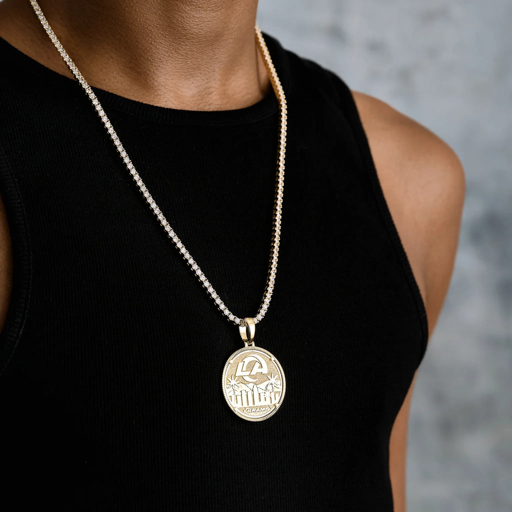 LA Rams Official NFL Coin Pendant in Yellow Gold