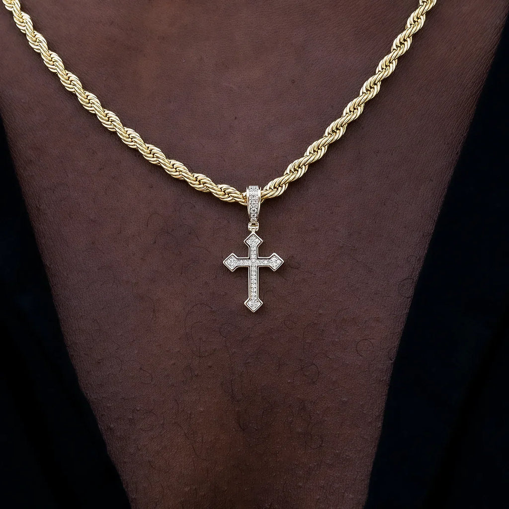 Micro Iced Celtic Cross in Yellow Gold