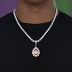 Iced Teardrop Rock Pendant in White Gold