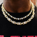 Round Stone Star Tennis Chain + Diamond Cluster Mariner Chain Bundle in Yellow Gold