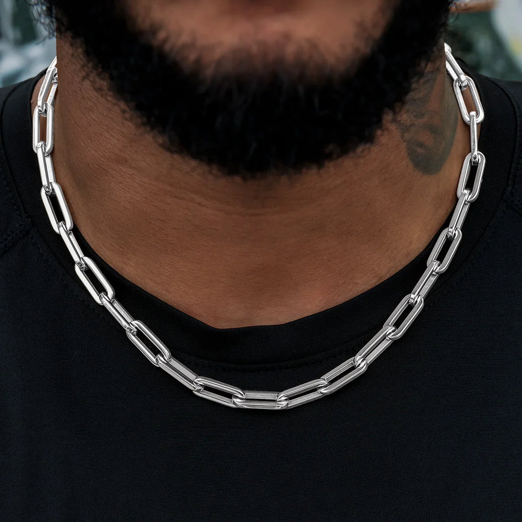 Paper Clip Chain in White Gold- 8mm