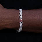 Atlanta Braves Official MLB Diamond Prong Cuban Bracelet in White Gold- 8.5mm