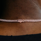 Micro Diamond Prong Cuban Chain in Rose Gold - 6mm